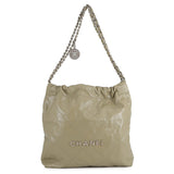 CHANEL CHANEL 22 Chain Shoulder Bag Light KhakiAS3260 Shiny Calf Leather Size Small