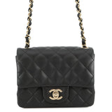 CHANEL Mini Matelasse Single Flap Single Chain Shoulder Bag BlackA35200 Lambskin