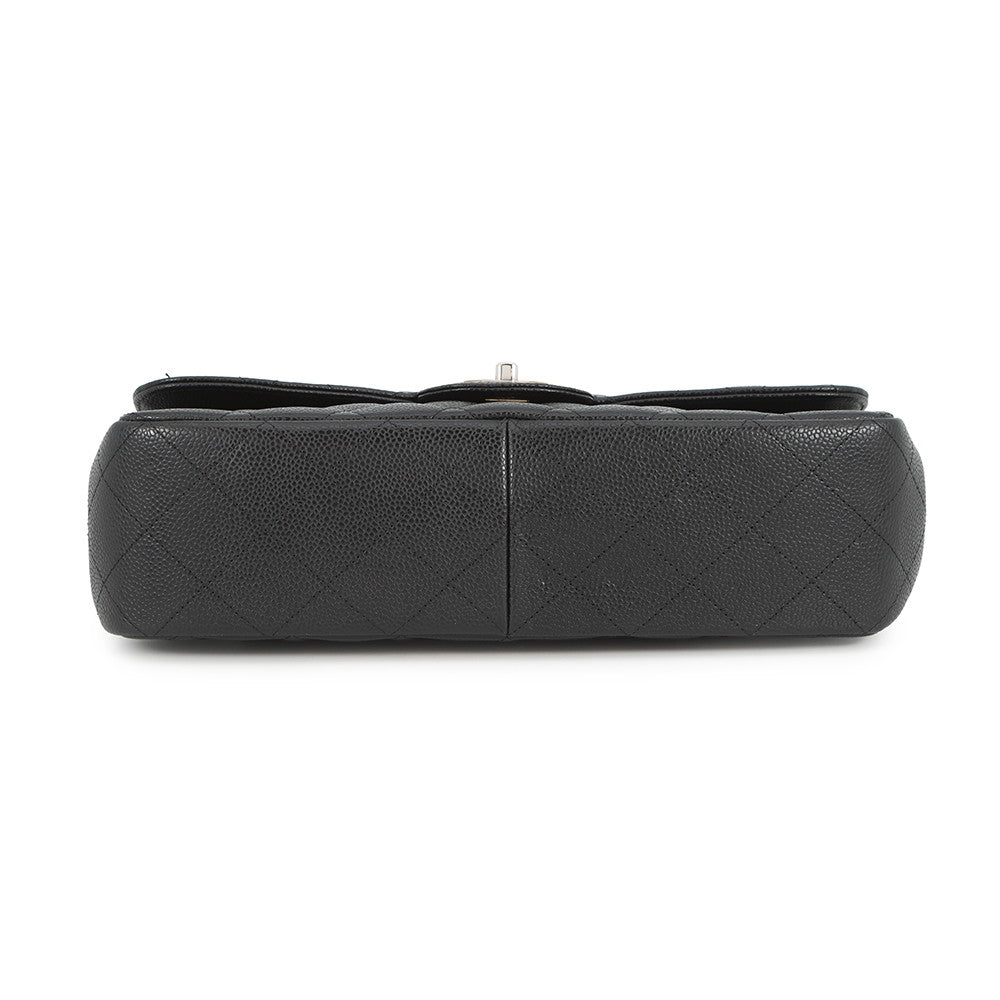 CHANEL Jumbo Matelasse Single Flap ChainShoulder Bag BlackA28600 Caviar Leather Size 30