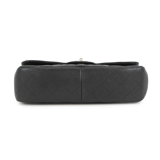 CHANEL Jumbo Matelasse Single Flap ChainShoulder Bag BlackA28600 Caviar Leather Size 30