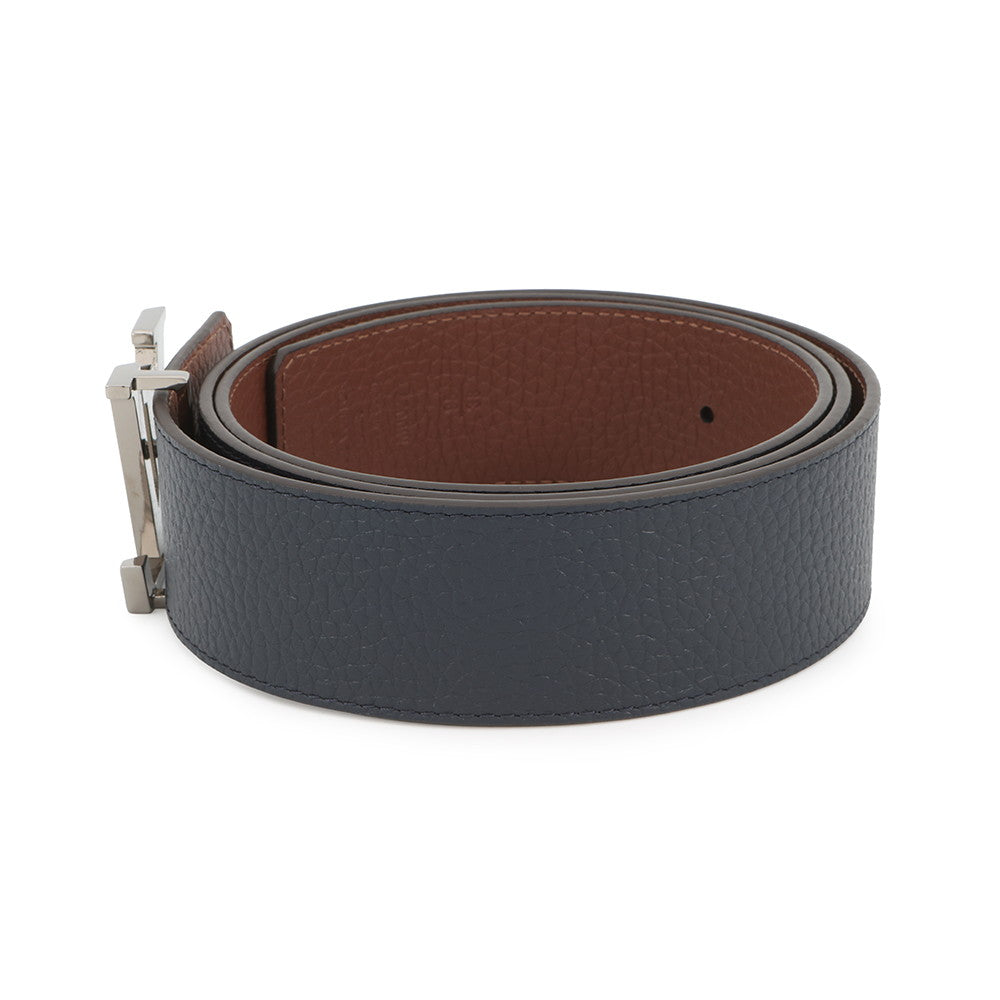 LOUIS VUITTON Belt?LV Tilt Reverse Taurillon 40MM Size 95/38 Navy/BrownM0027 Taurillon Leather