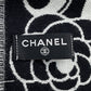 CHANEL CC Logo Stole White/Black Wool 90% Silk10%