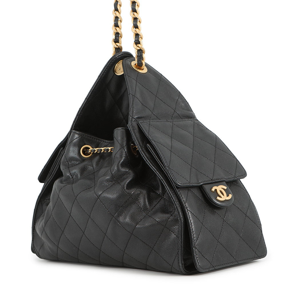 CHANEL CHANEL25 ChainShoulder Bag BlackAS5293 Caviar Leather Size Small
