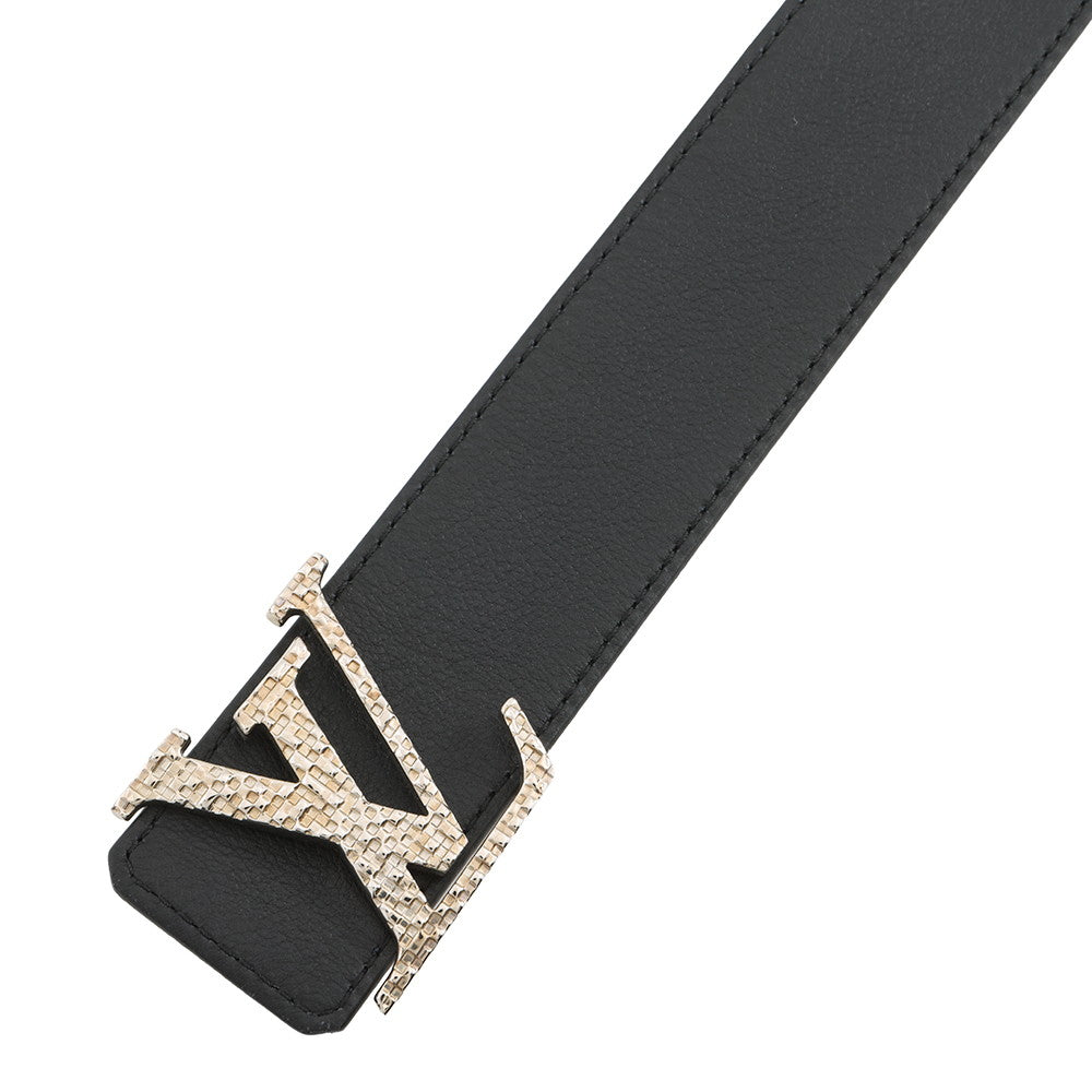 LOUIS VUITTON Belt?LV Mosaique Reversible Belt Size 85/34 Black/NavyM0163 Leather