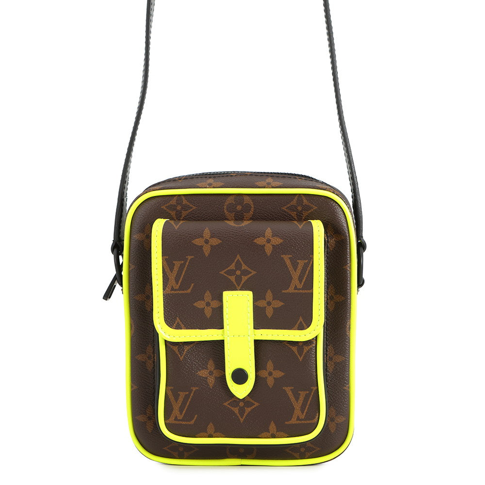 LOUIS VUITTON Christopher wearable wallet Noir/Brown/Neon YellowM80793 Monogram Macassar Canvas