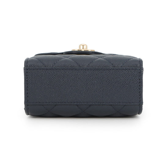 CHANEL Matelasse Shoulder Phone Case NavyAP0249 Caviar Leather