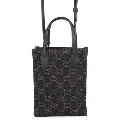 GUCCI GGDenim 2Way Shoulder Bag Black773730 Denim Leather
