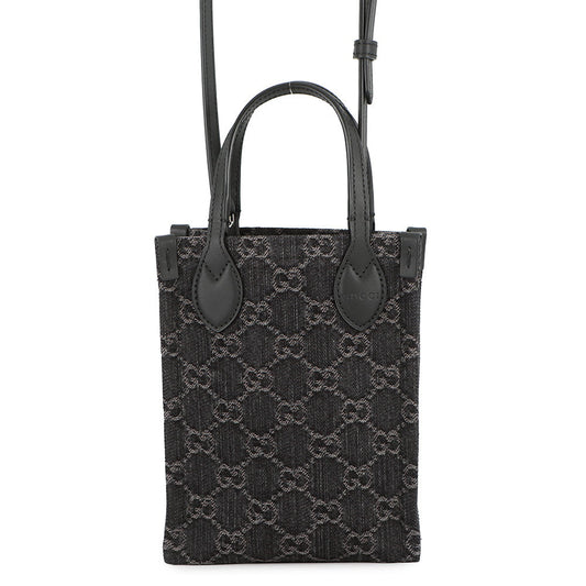 GUCCI GGDenim 2Way Shoulder Bag Black773730 Denim Leather