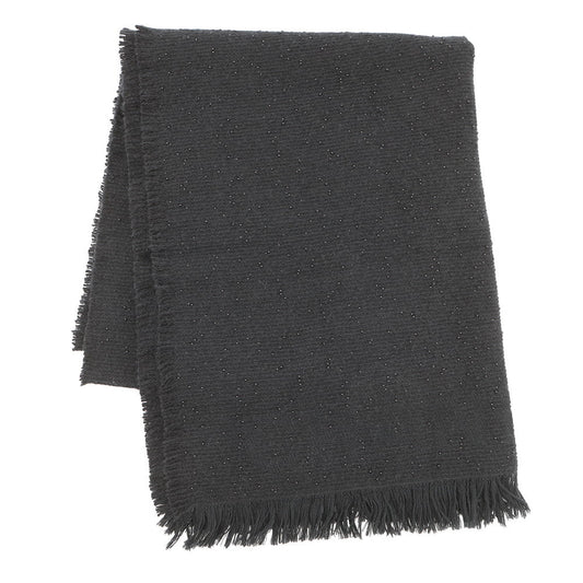 CHANEL Stole large format Black Cashmere 50% Wool 35% Silk 15%