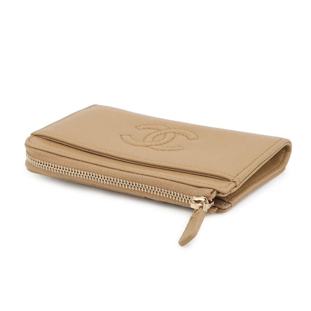 CHANEL Fragment Card Case BeigeAP4661 Caviar Leather