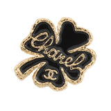 CHANEL Clover Brooch Black/GoldABC961 Gold Plated Resin