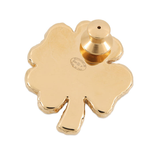 CHANEL Clover Brooch Black/GoldABC961 Gold Plated Resin
