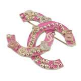 CHANEL CC Logo Brooch PinkABD353 Gold Plated Rhinestone Faux Pearl