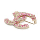 CHANEL CC Logo Brooch PinkABD353 Gold Plated Rhinestone Faux Pearl