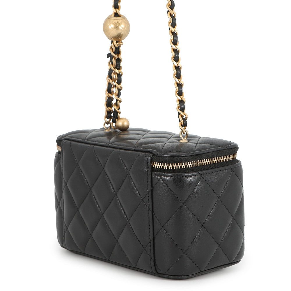 CHANEL Vanity Matelasse Chainshoulder Bag BlackAP2303 Lambskin