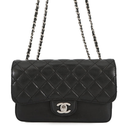 CHANEL Matelasse Chain Shoulder Bag, 4-pocket accordion style Black Lambskin