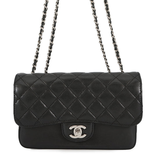 CHANEL Matelasse Chain Shoulder Bag, 4-pocket accordion style Black Lambskin