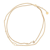 Dior Petit CD Double NecklaceN1155PMTCY_D301 Gold Plated Rhinestone