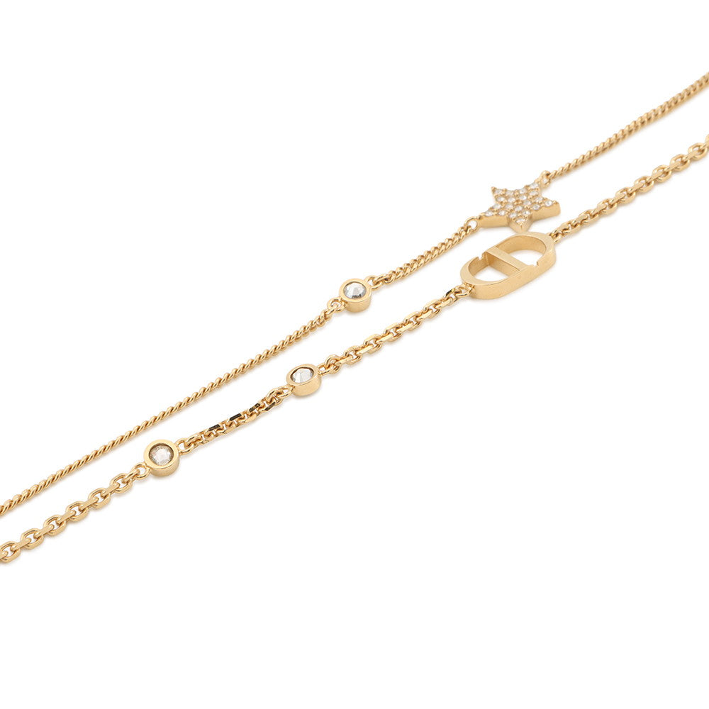 Dior Petit CD Double NecklaceN1155PMTCY_D301 Gold Plated Rhinestone