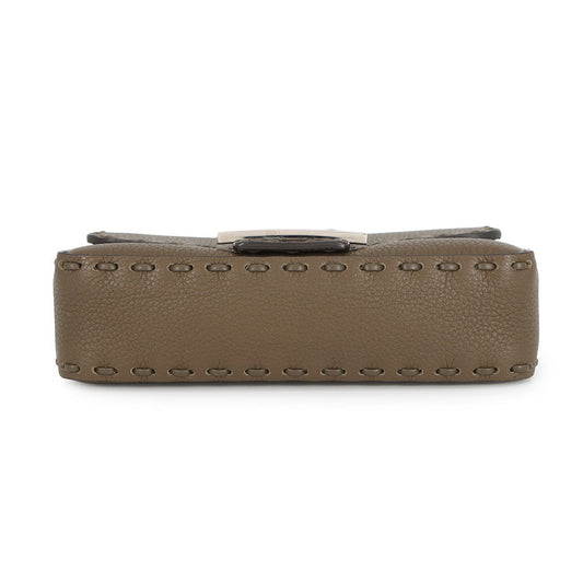 FENDI Selleria Baguette 2-Way Chain Shoulder Bag Khaki8BS017 Leather Size Mini
