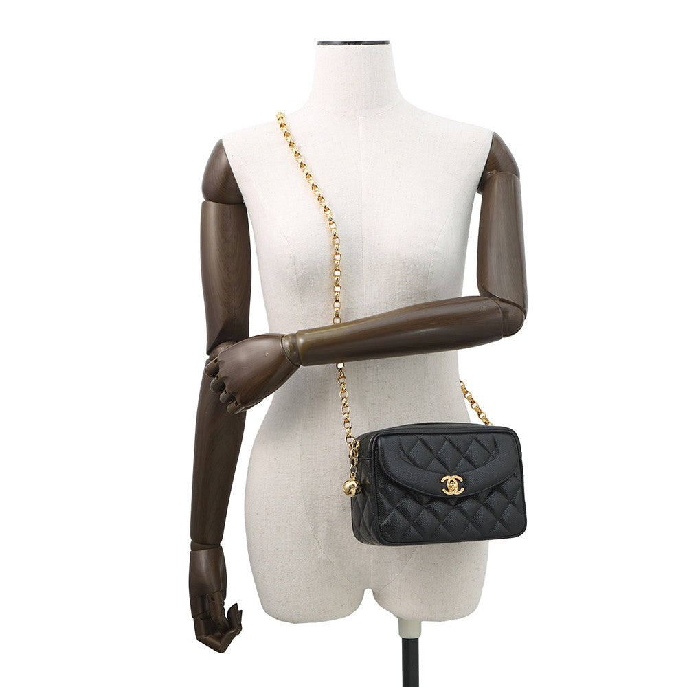 CHANEL Matelasse ChainShoulder BlackA02007 Caviar Leather