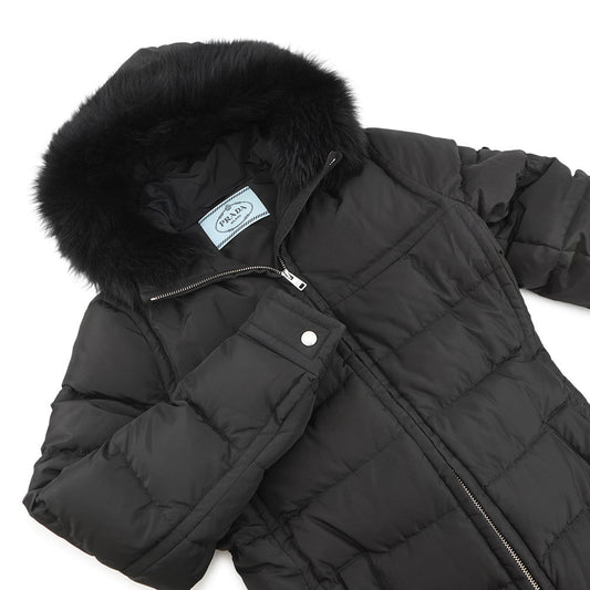 PRADA Triangle Logo Down Jacket Size 42 Black291794 100% Recycled Polyester