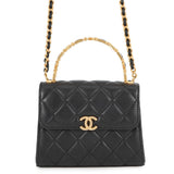 CHANEL Matelasse Top Handle ChainShoulder Bag BlackAP2945 Lambskin