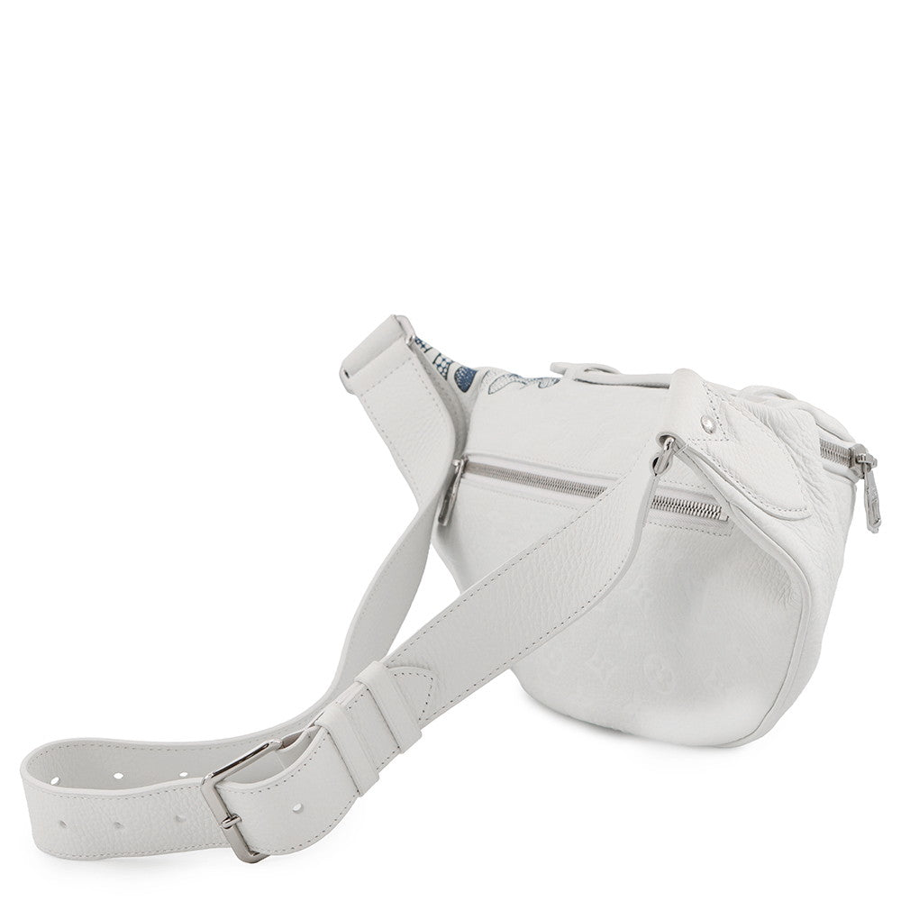 LOUIS VUITTON LVxYK Maxi Bumbag Yayoi Kusama White/BlueM21680 Monogram Taurillon Leather