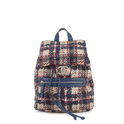 CHANEL CC Logo Tweed Print Backpack Blue/MulticolorA66445 Nylon Leather
