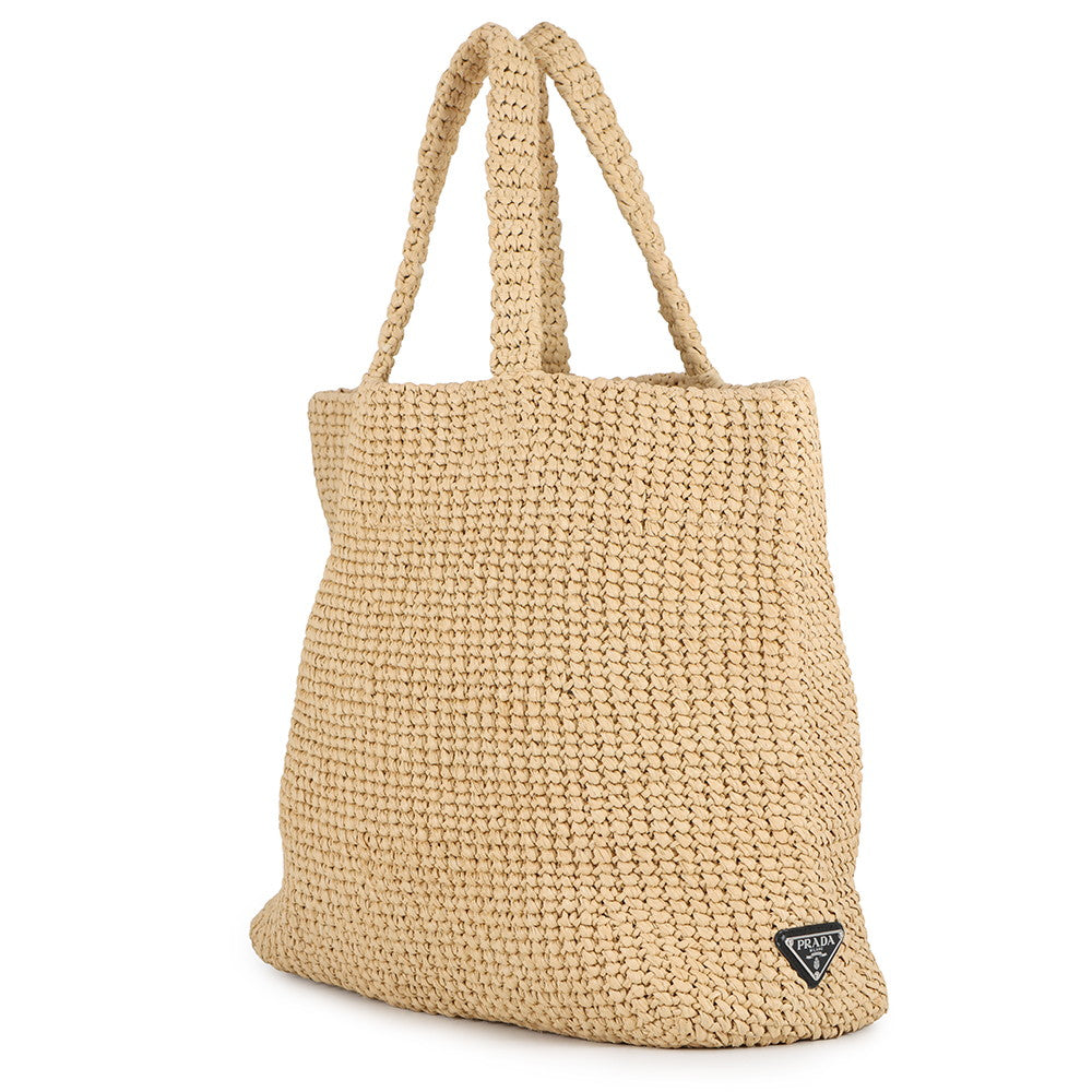 PRADA Crochet Tote Bag Natural1BG392 Viscose