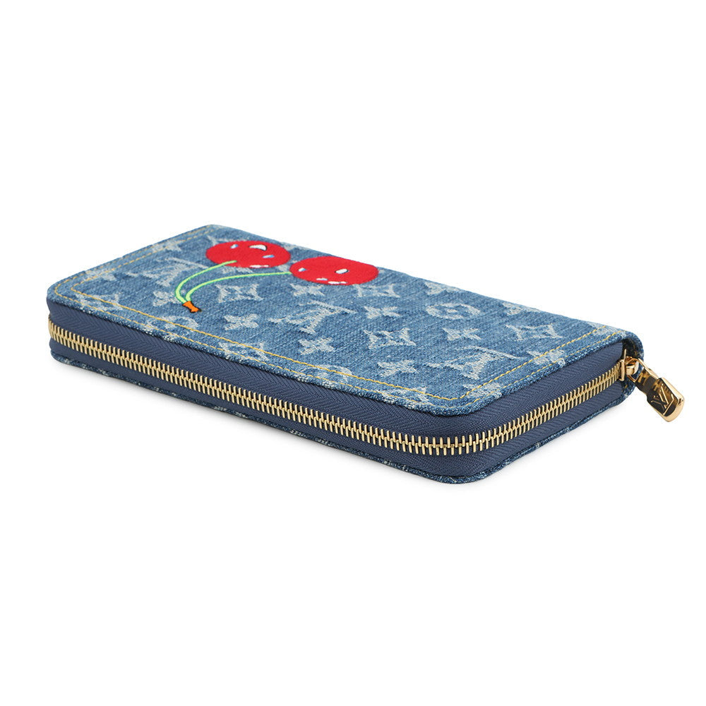 LOUIS VUITTON LV × TM Zippy Wallet BlueM23161 Monogram Cherry Denim
