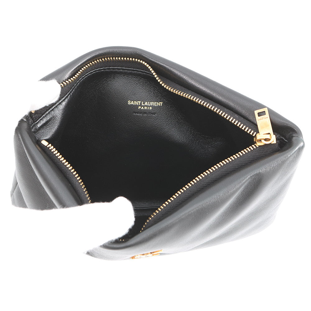 SAINT LAURENT PARIS YSL Logo Calypso Small Pouch Black765025 Leather