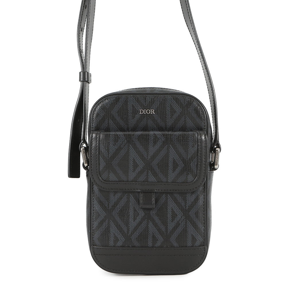Dior CD Diamond Hit the Road Vertical Pouch Shoulder Bag Black2ESCA415CDP_H43E PVC Leather