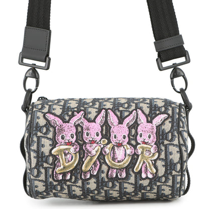 Dior Oblique Roller Shoulder Bag Rabbit Kids Black/BeigeM9916SNHO_M884 Canvas Leather Size Mini