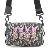 Dior Oblique Roller Shoulder Bag Rabbit Kids Black/BeigeM9916SNHO_M884 Canvas Leather Size Mini