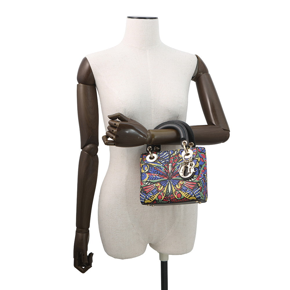 Dior Lady Dior 2WAY Handbag Multicolor Leather Size Mini