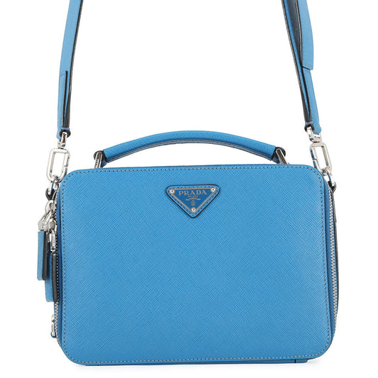 PRADA Saffiano Leather 2WAY Handbag Blue2VH069 Leather
