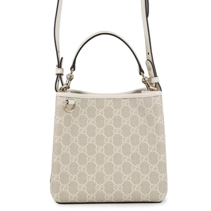 GUCCI GG Emblem 2-Way Bucket Bag Beige&White815118 PVC Leather Size Small