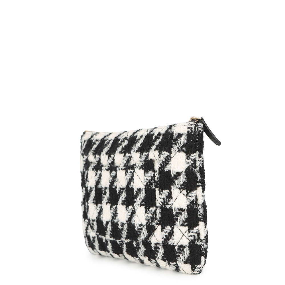 CHANEL CC Logo Clutch Bag Black/White Tweed