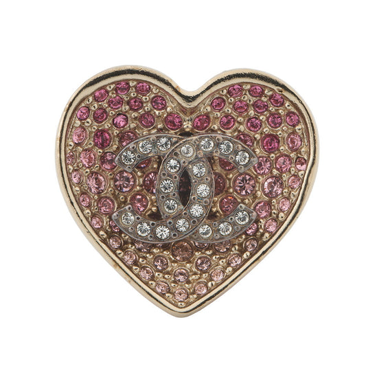 CHANEL Heart motif ring Size Approximately No. 12 PinkABA409 Gold Plated Rhinestone