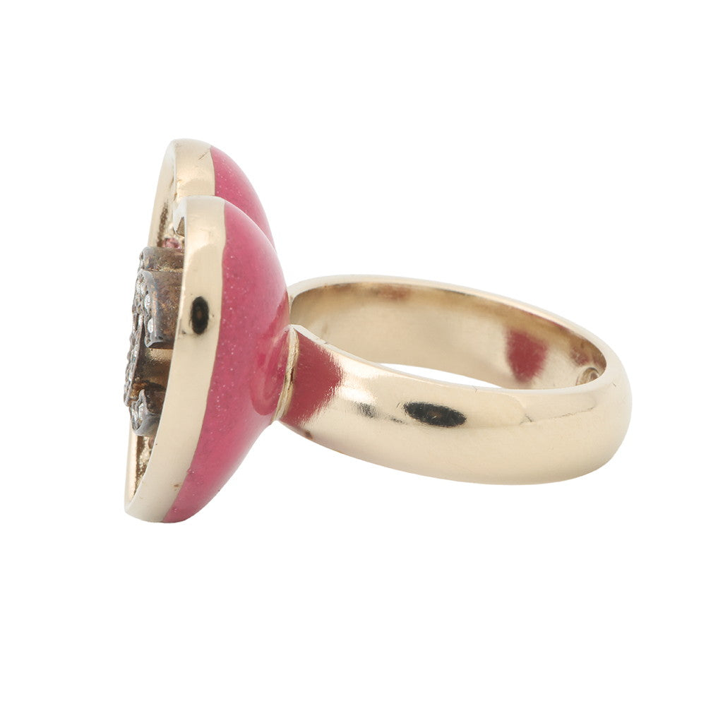 CHANEL Heart motif ring Size Approximately No. 12 PinkABA409 Gold Plated Rhinestone