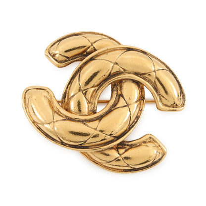 CHANEL Matelasse CC LogoBrooch Gold Metal