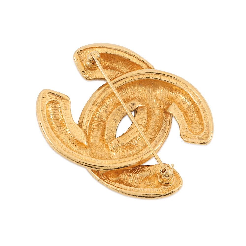 CHANEL Matelasse CC LogoBrooch Gold Metal