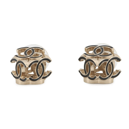 CHANEL CC Logo Cube Earrings BlackAB9512 Gold Plated