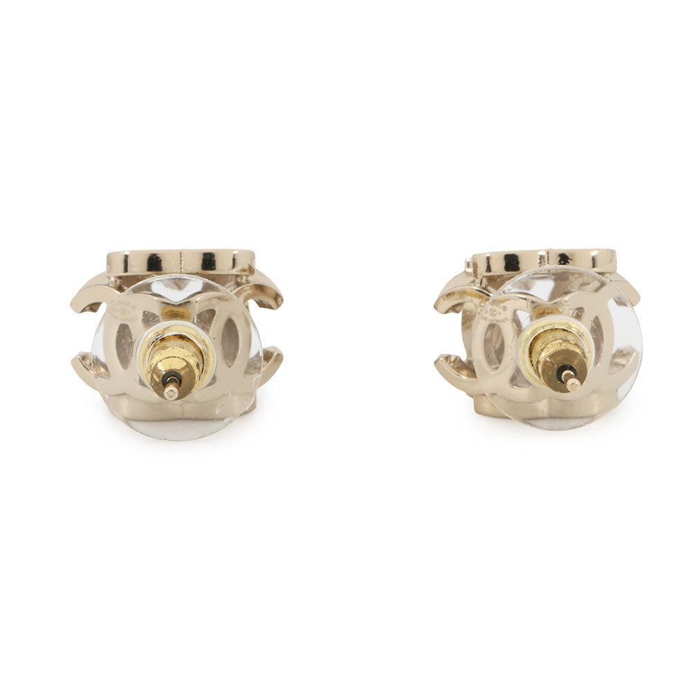 CHANEL CC Logo Cube Earrings BlackAB9512 Gold Plated