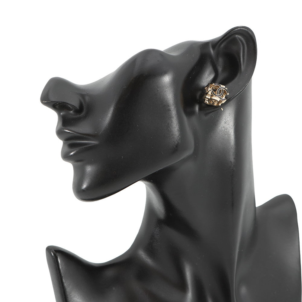 CHANEL CC Logo Cube Earrings BlackAB9512 Gold Plated