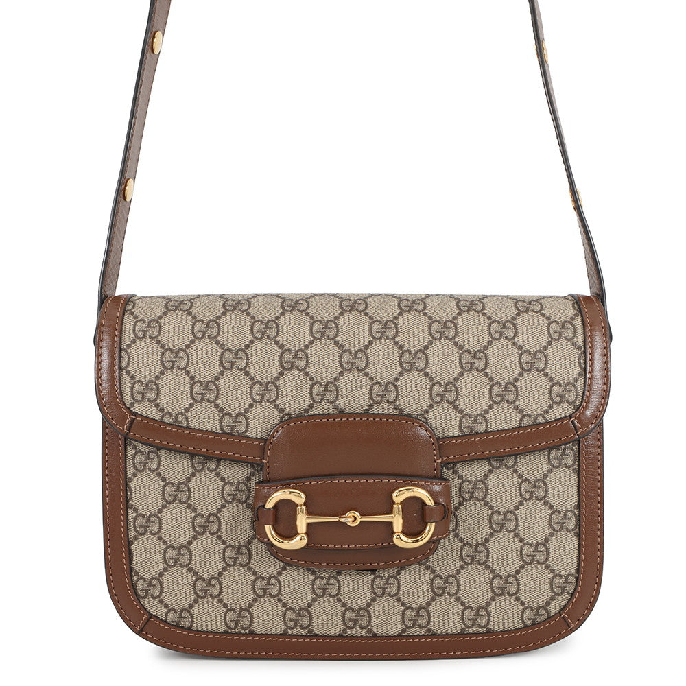 GUCCI Horsebit 1955 Shoulder Bag Beige/Brown602204 GG SupremeCanvas