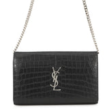 SAINT LAURENT PARIS Chain wallet Black377829 Croco embossed leather