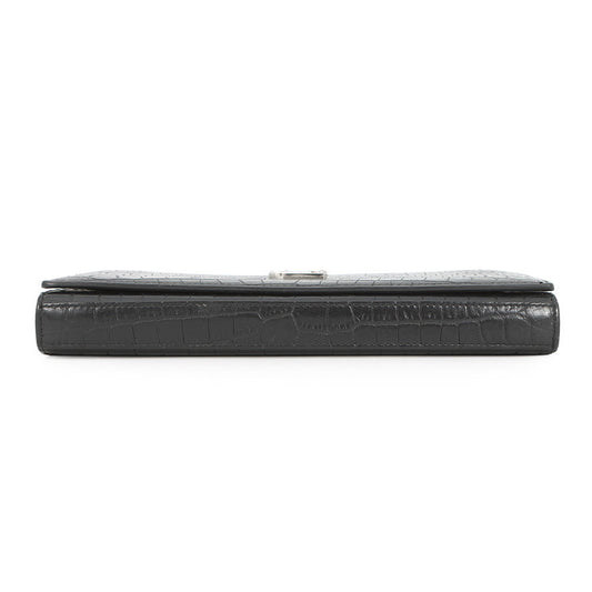 SAINT LAURENT PARIS Chain wallet Black377829 Croco embossed leather