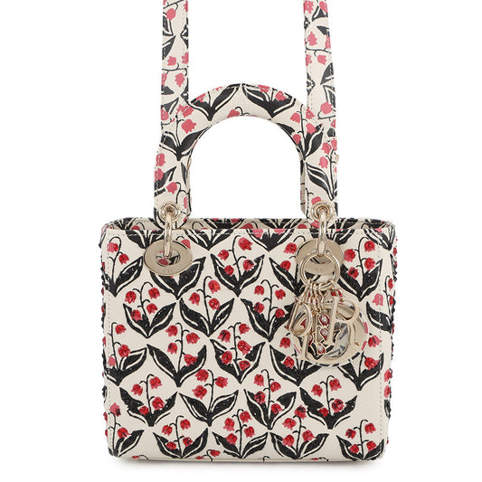 Dior Dior 2-way Bag for Women, Beaded White/Pink/Black Leather Rhinestone Size Small